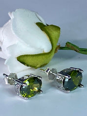 Oval Peridot Sterling Silver Stud Earrings