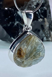 Natural Paraiba Blue Kyanite and Silver Pendant (UV)