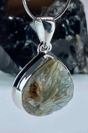 Natural Paraiba Blue Kyanite and Silver Pendant (UV)