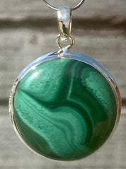 Natural Malachite (A+) and Silver Pendant Including the Chain (SG)