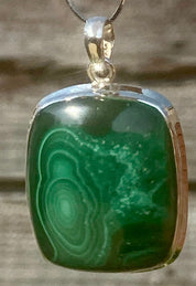 Natural Malachite (A+) and Silver Pendant Including the Chain (SG)