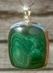 Natural Malachite (A+) and Silver Pendant Including the Chain (SG)