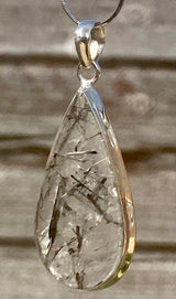 Black Rutile Quartz(A+) 925 Silver Pendant (SG)