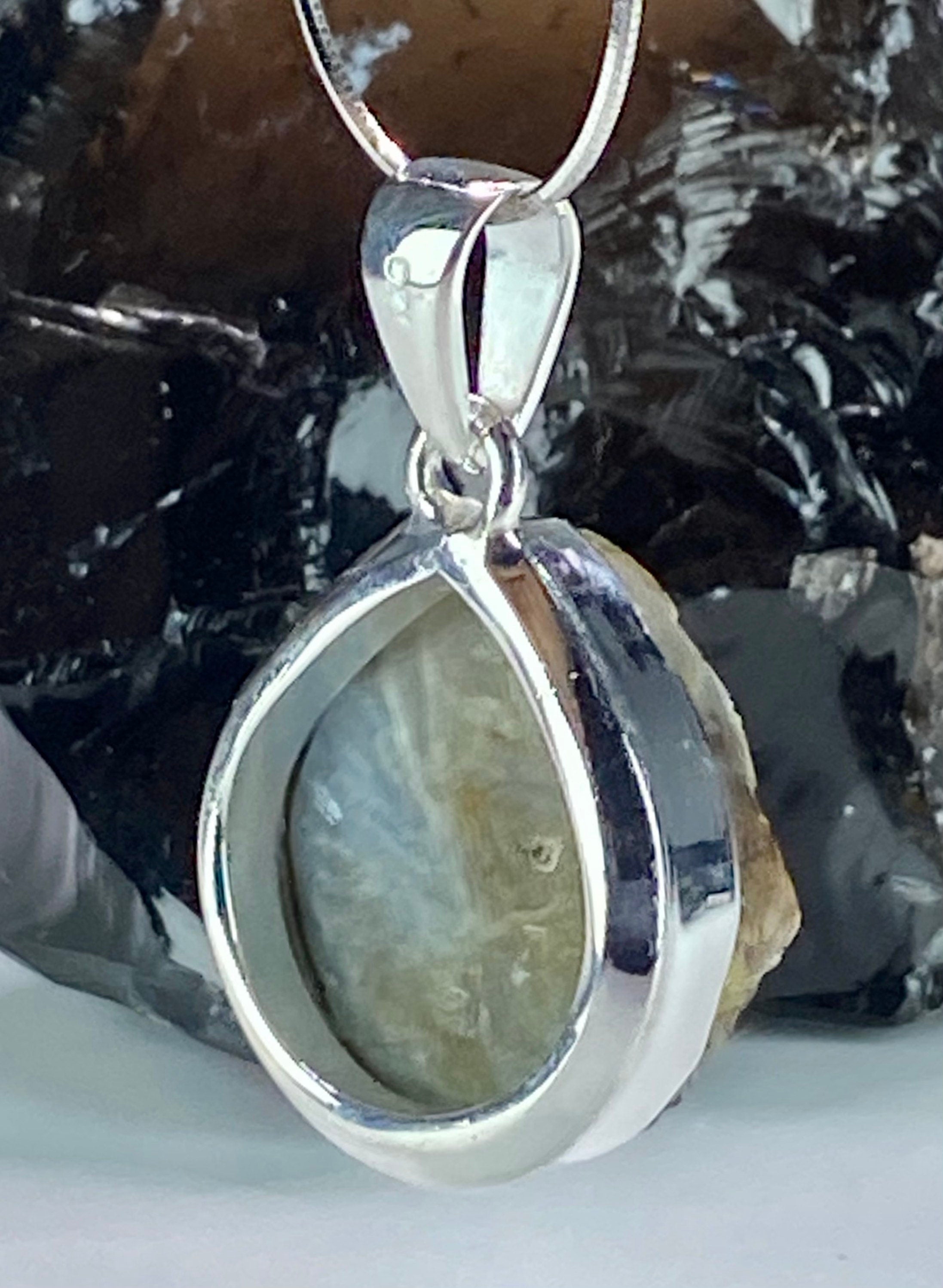 Natural Paraiba Blue Kyanite and Silver Pendant (UV)