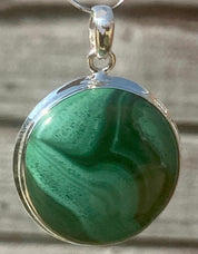 Natural Malachite (A+) and Silver Pendant Including the Chain (SG)