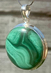 Natural Malachite (A+) and Silver Pendant Including the Chain (SG)