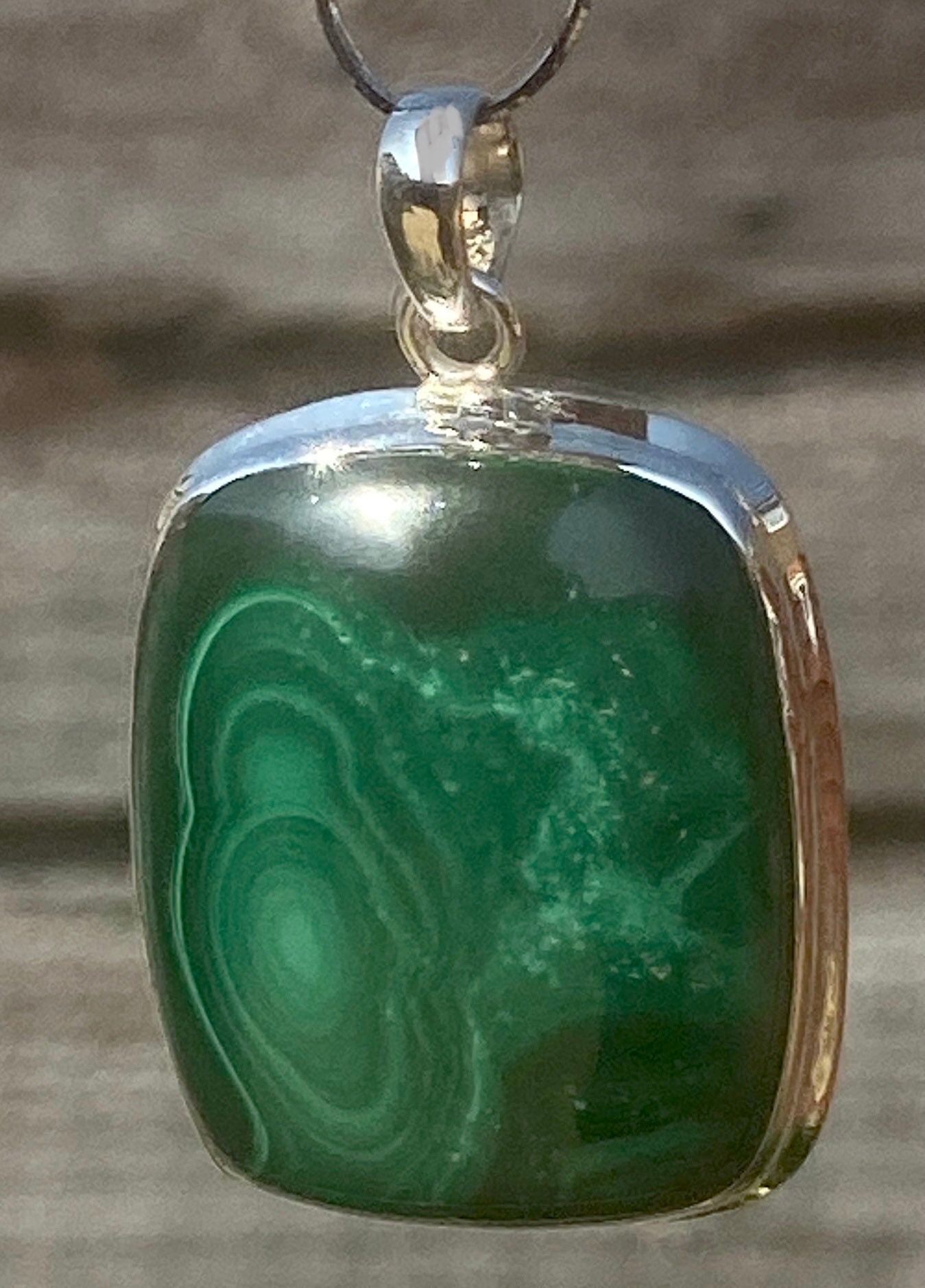 Natural Malachite (A+) and Silver Pendant Including the Chain (SG)