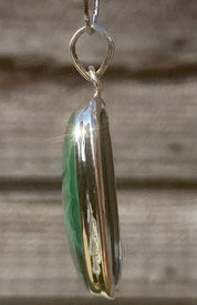 Natural Malachite (A+) and Silver Pendant Including the Chain (SG)