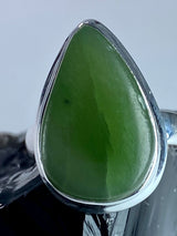 Nephrite Green Jade Silver Ring(UV)