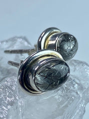 Black Rutilated Quartz and Silver Earrings UV3