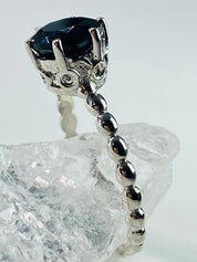 Black Crown Prongs Tourmaline and Silver Ring.
