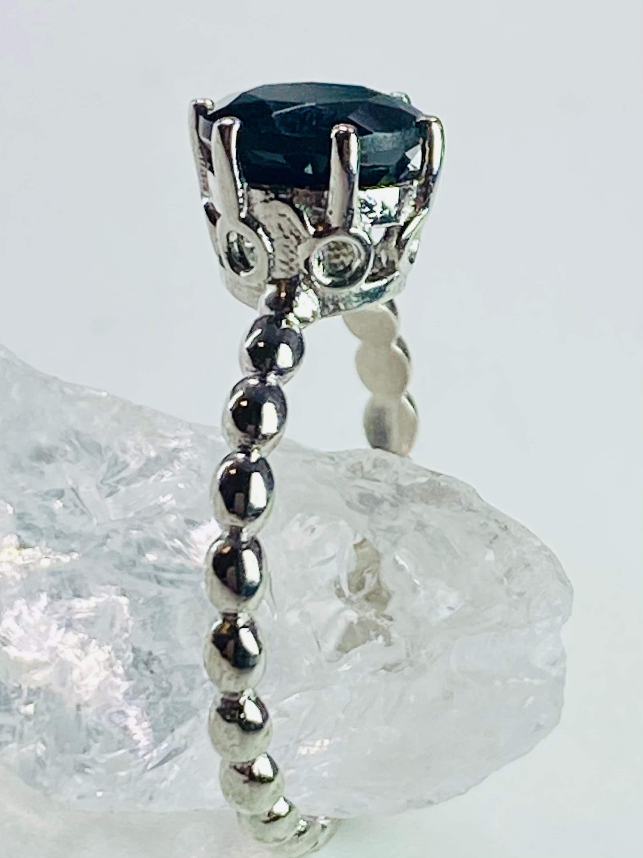 Black Crown Prongs Tourmaline and Silver Ring.