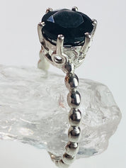 Black Crown Prongs Tourmaline and Silver Ring.