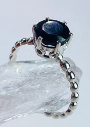 Black Crown Prongs Tourmaline and Silver Ring.