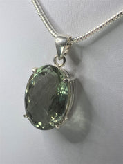 Faceted Green Amethyst (Prasiolite ) Sterling Silver Pendant