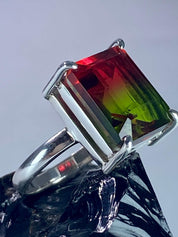 Watermelon Tourmaline Silver Ring
