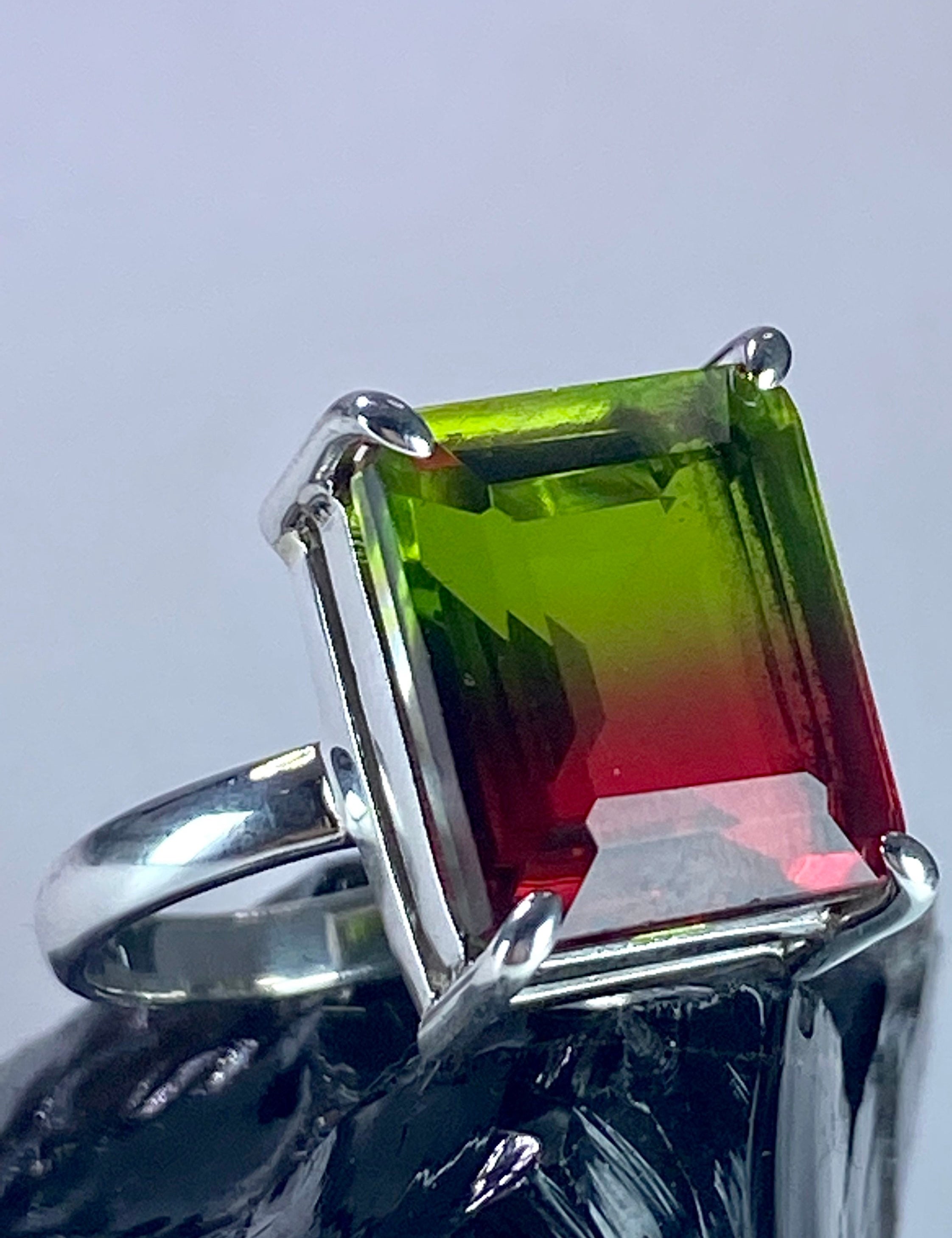 Watermelon Tourmaline Silver Ring