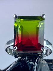 Watermelon Tourmaline Silver Ring