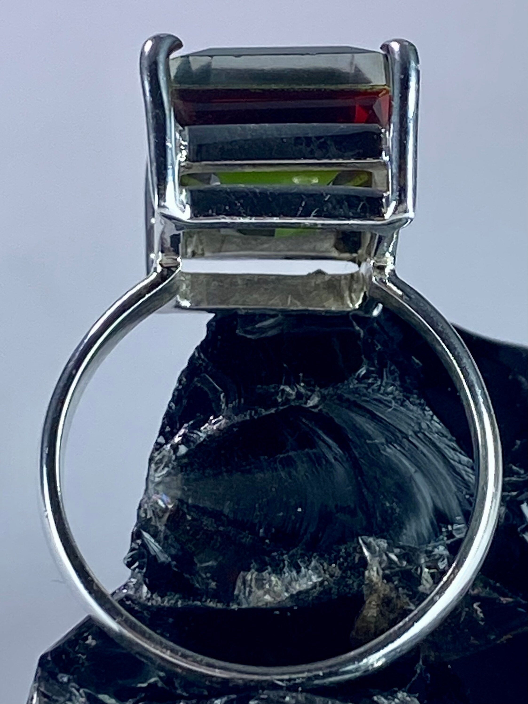 Watermelon Tourmaline Silver Ring