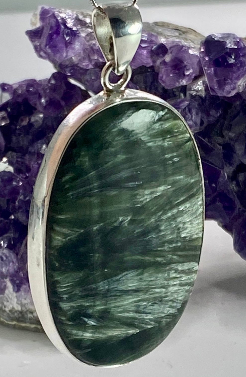 Seraphinite and Silver Pendant (M)