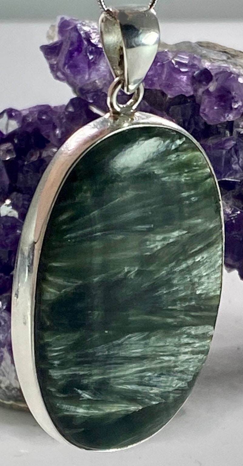 Seraphinite and Silver Pendant (M)