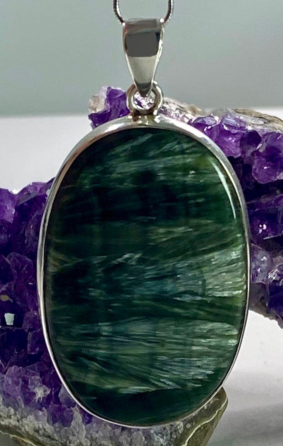 Seraphinite and Silver Pendant (M)