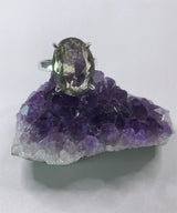 Green Amethyst (Prasiolite) and Silver Ring (M4)