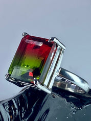 Watermelon Tourmaline Silver Ring