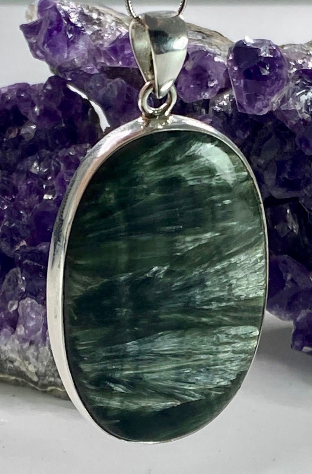 Seraphinite and Silver Pendant (M)