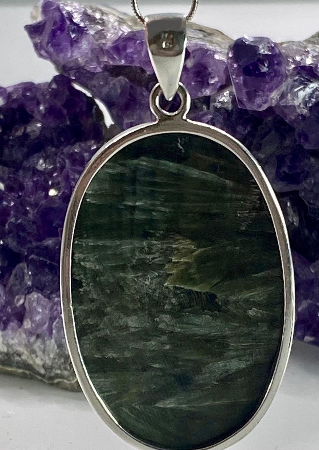 Seraphinite and Silver Pendant (M)