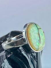 Sterling (Monarch) Opal and Silver Ring (UV)