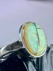 Sterling (Monarch) Opal and Silver Ring (UV)