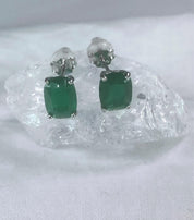 Raw Emerald and Silver Studs