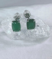 Raw Emerald and Silver Studs