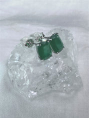 Raw Emerald and Silver Studs