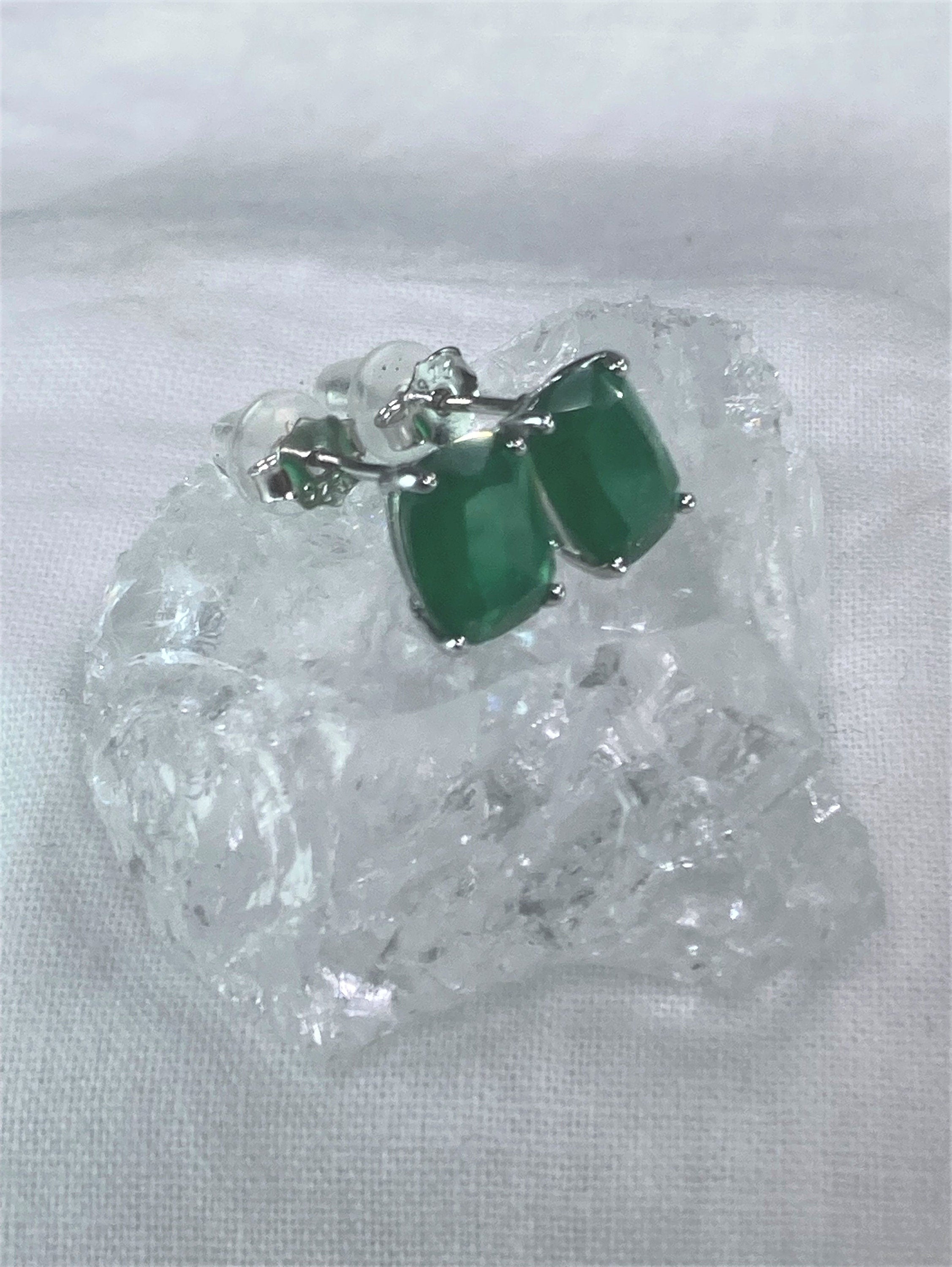 Raw Emerald and Silver Studs