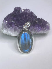 Blue Labradorite and Sterling Silver Pendant (M03)