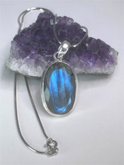 Blue Labradorite and Sterling Silver Pendant (M03)