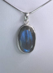 Blue Labradorite and Sterling Silver Pendant (M03)