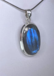 Blue Labradorite and Sterling Silver Pendant (M03)