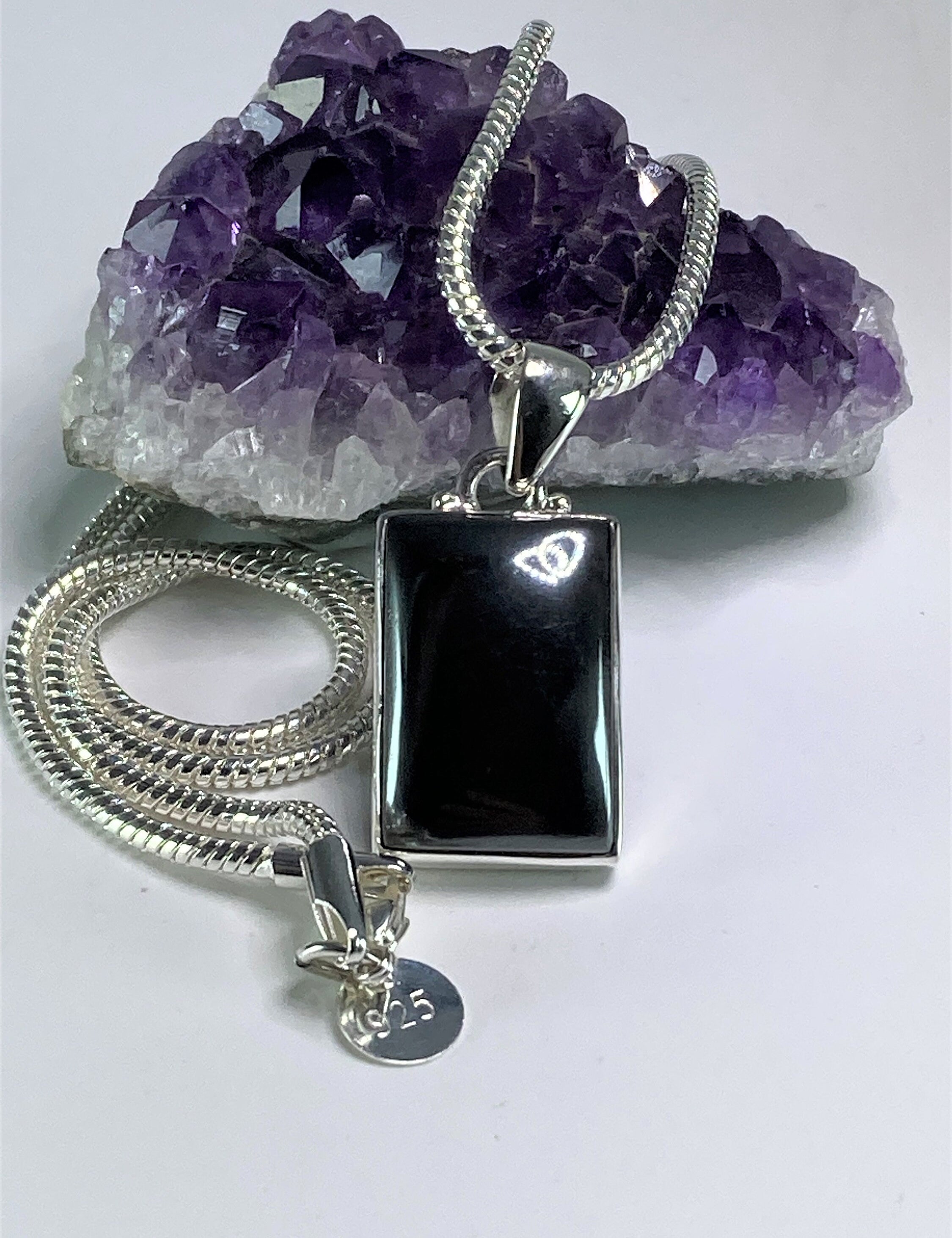 Hematite and Silver Pendant Including the Chain (M09)