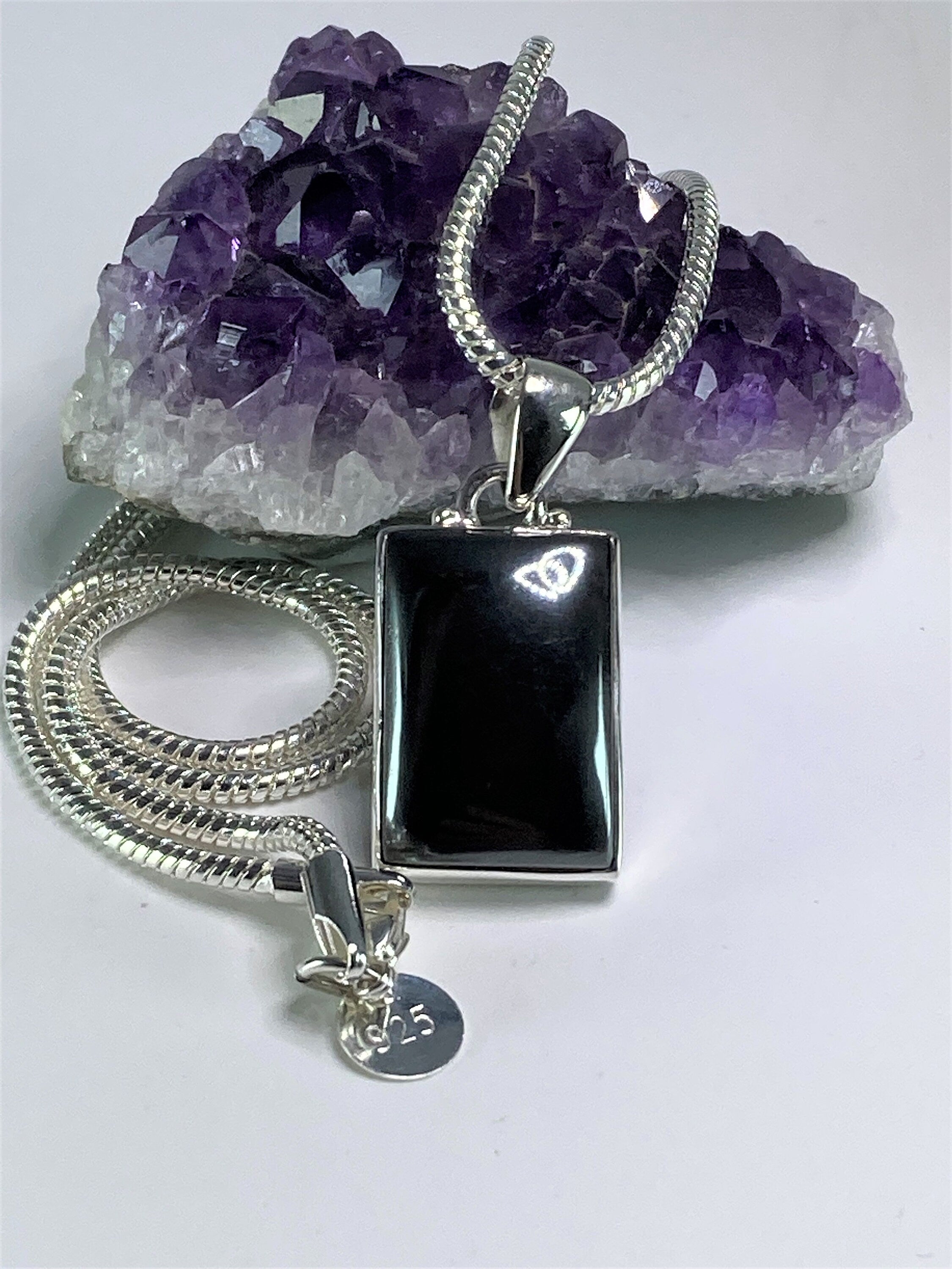 Hematite and Silver Pendant Including the Chain (M09)