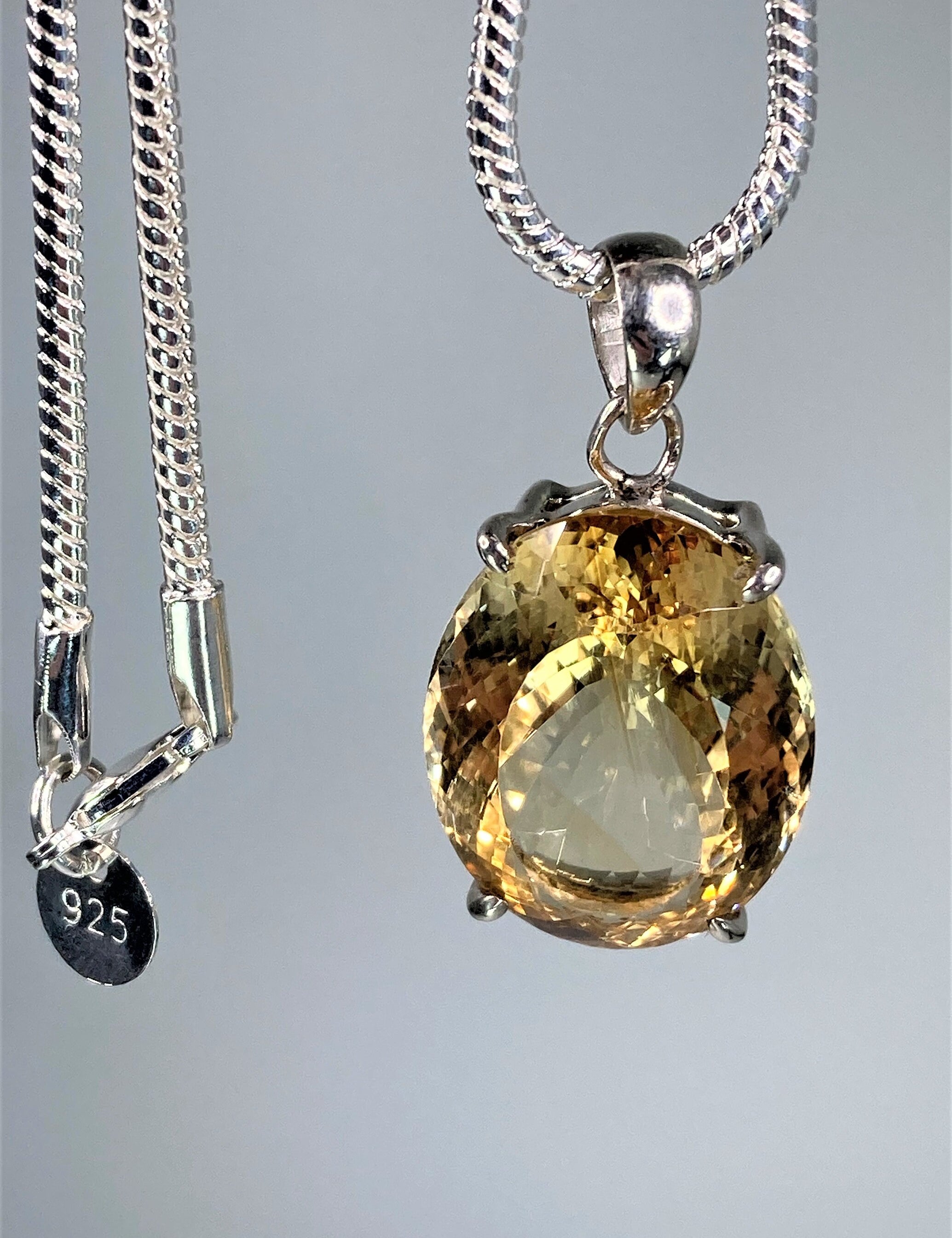 Citrine and Sterling Silver Pendant