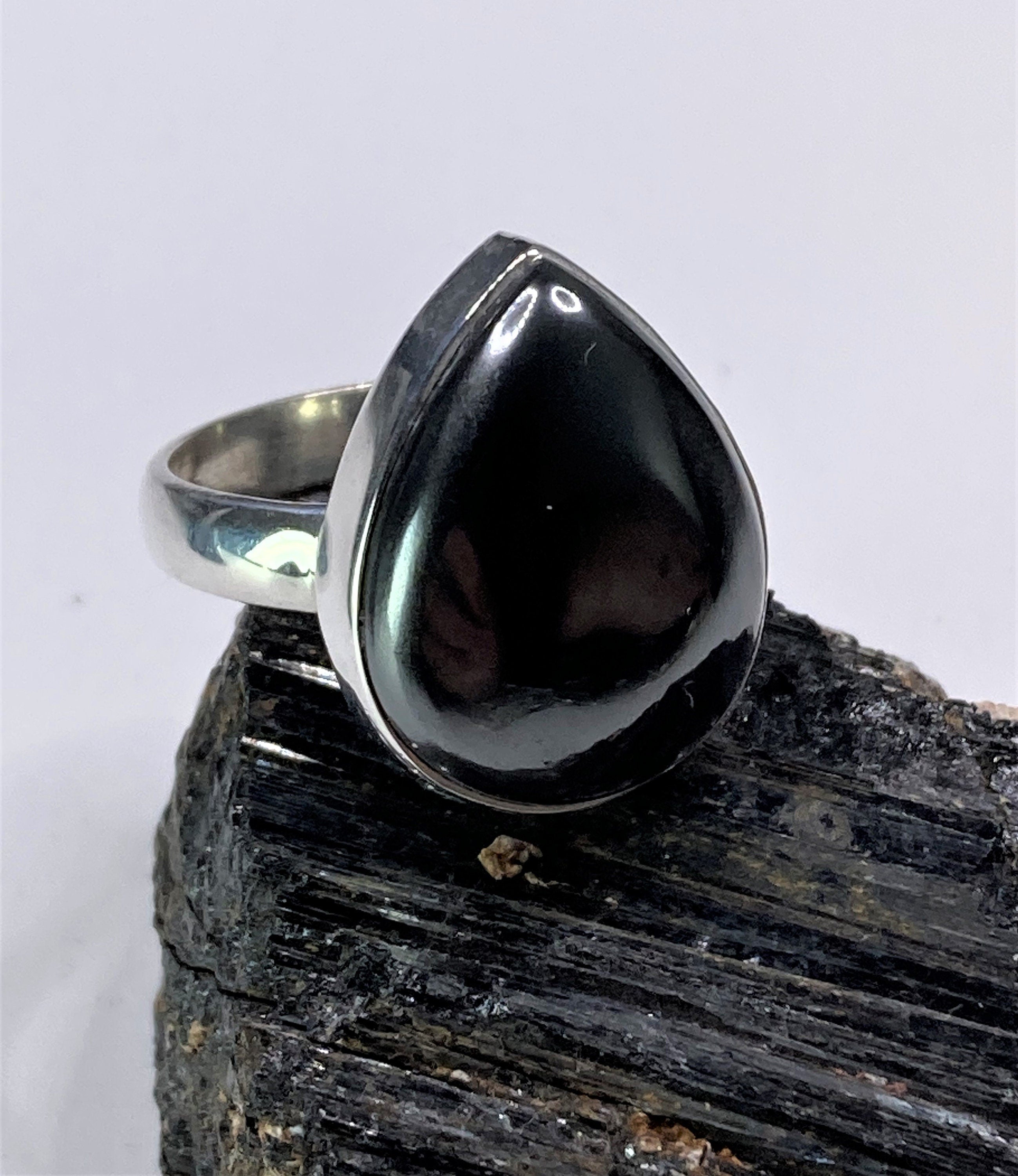 Grade A Hematite and Silver Ring