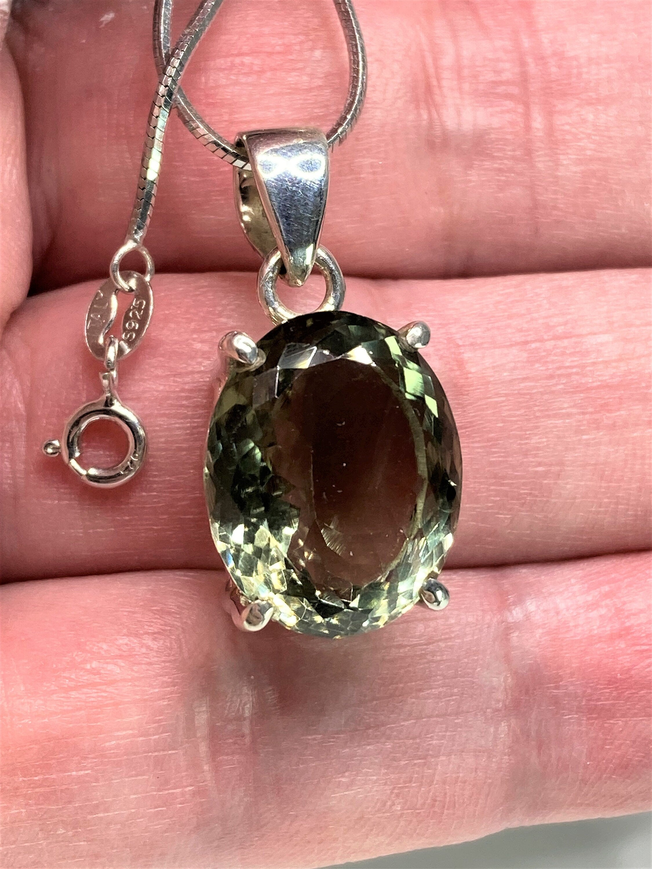 Green Amethyst (Prasiolite) and Silver Pendant (M)