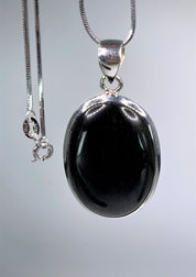 Black Obsidian and Silver Pendant