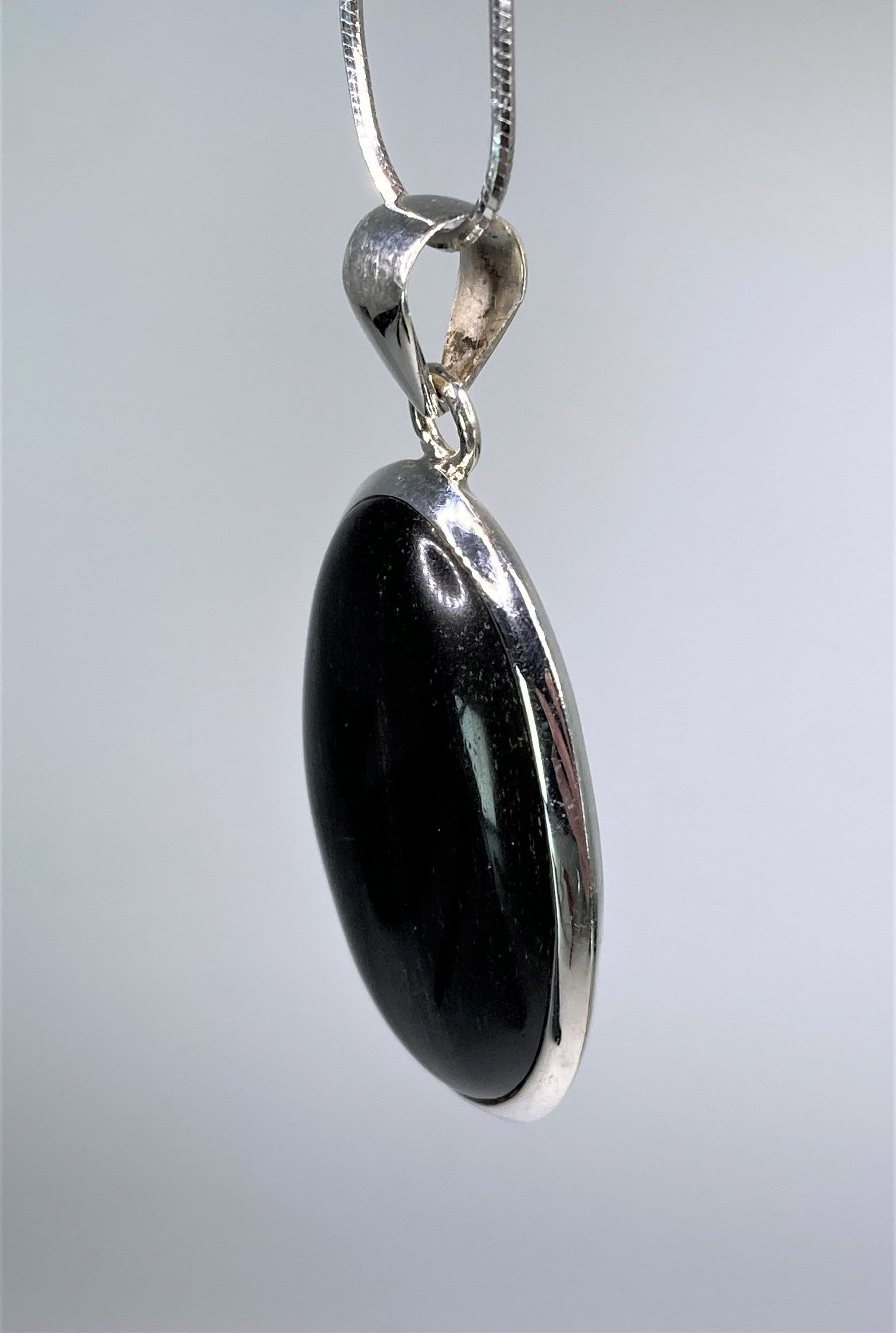 Black Obsidian and Silver Pendant