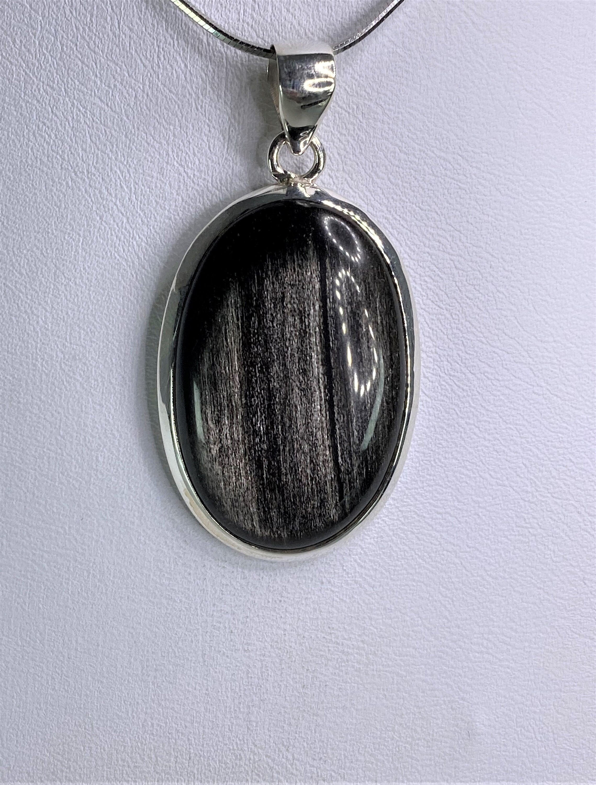 Black Obsidian and Silver Pendant