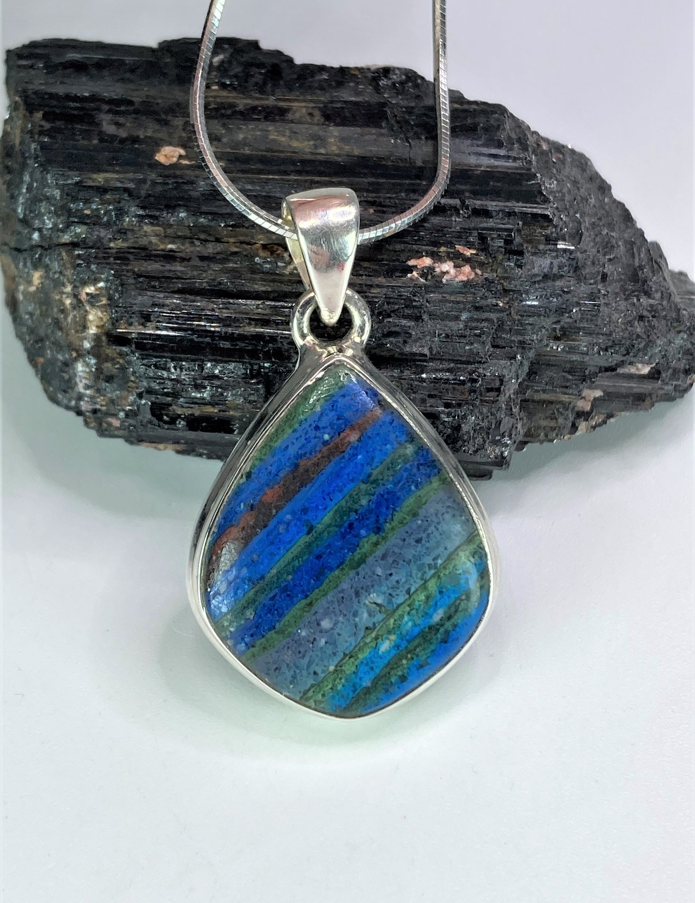 Rainbow Calsilica and Silver Pendant (UV 1196)