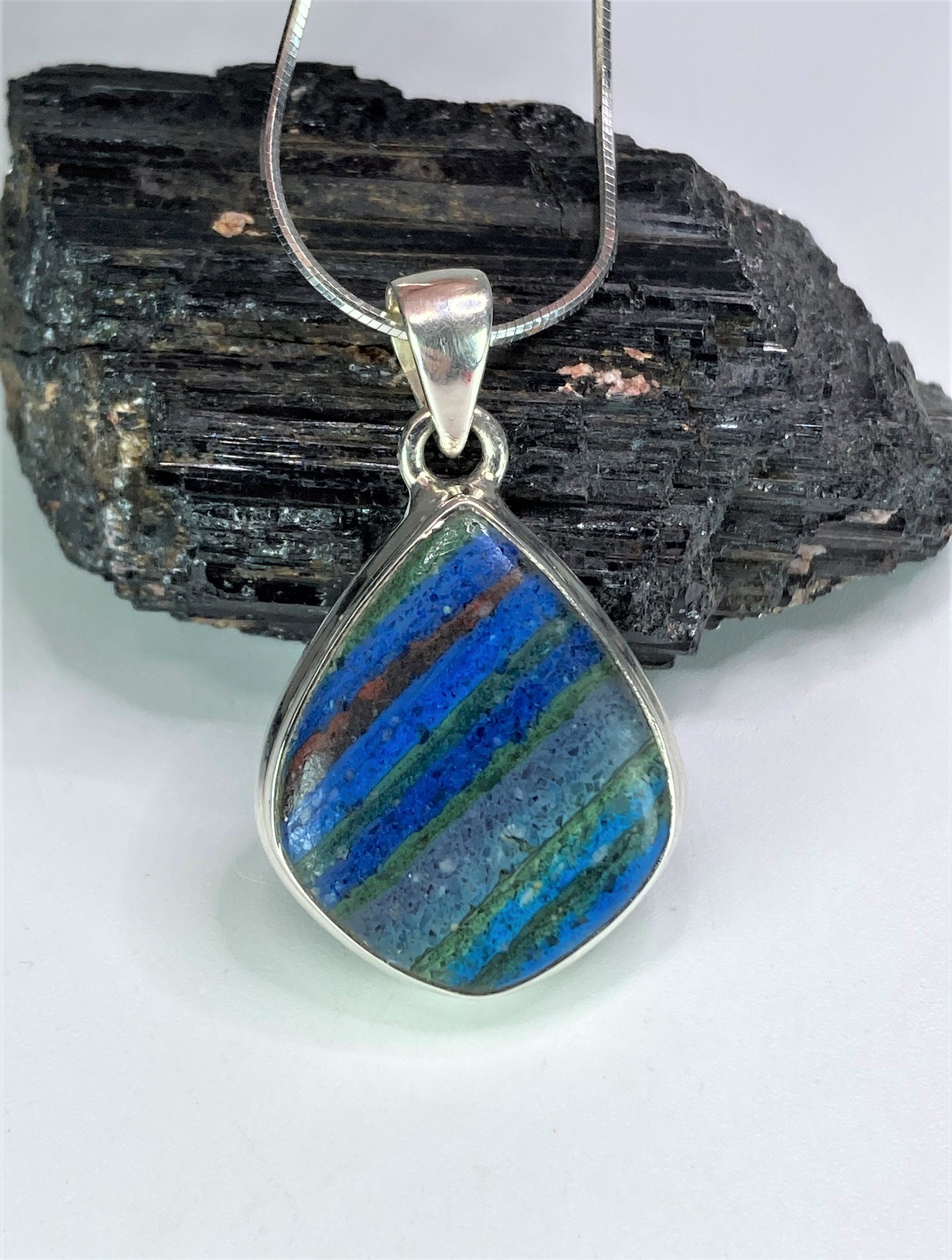 Rainbow Calsilica and Silver Pendant (UV 1196)